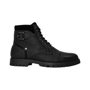 Original Penguin Mens Plain Leather Combat Boots / Black